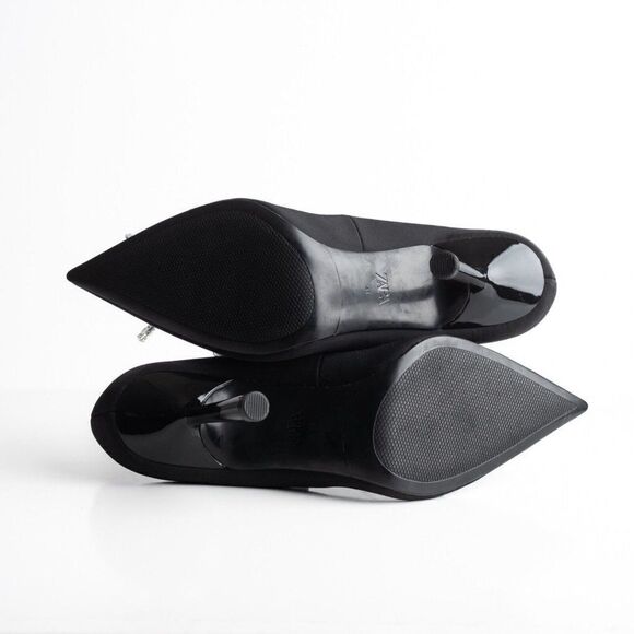 Zara Womens Rhinestone Bow Pointed Heels Pumps Black US 10 EU 41 NWT 2247/010 - Picture 8 of 8